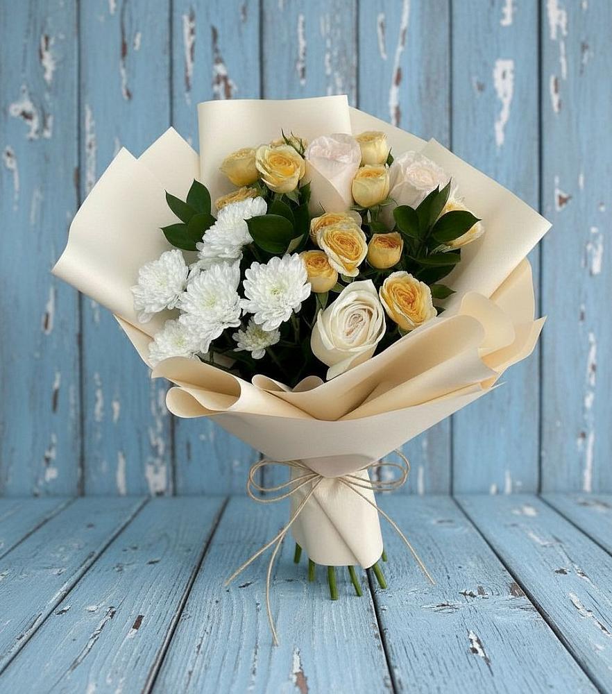 Букет цветов из: Розы и Хризантемы в Ольховатке