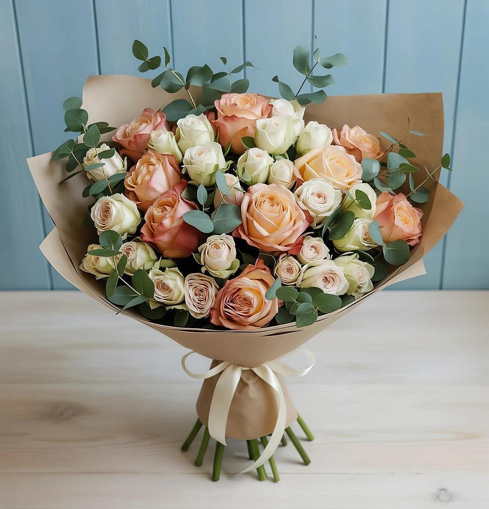 Букет цветов из: Альстромерии и Розы в Ольховатке