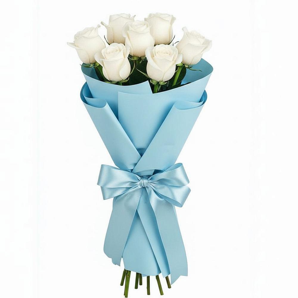 Букет 7 белых роз Проуд в Ольховатке