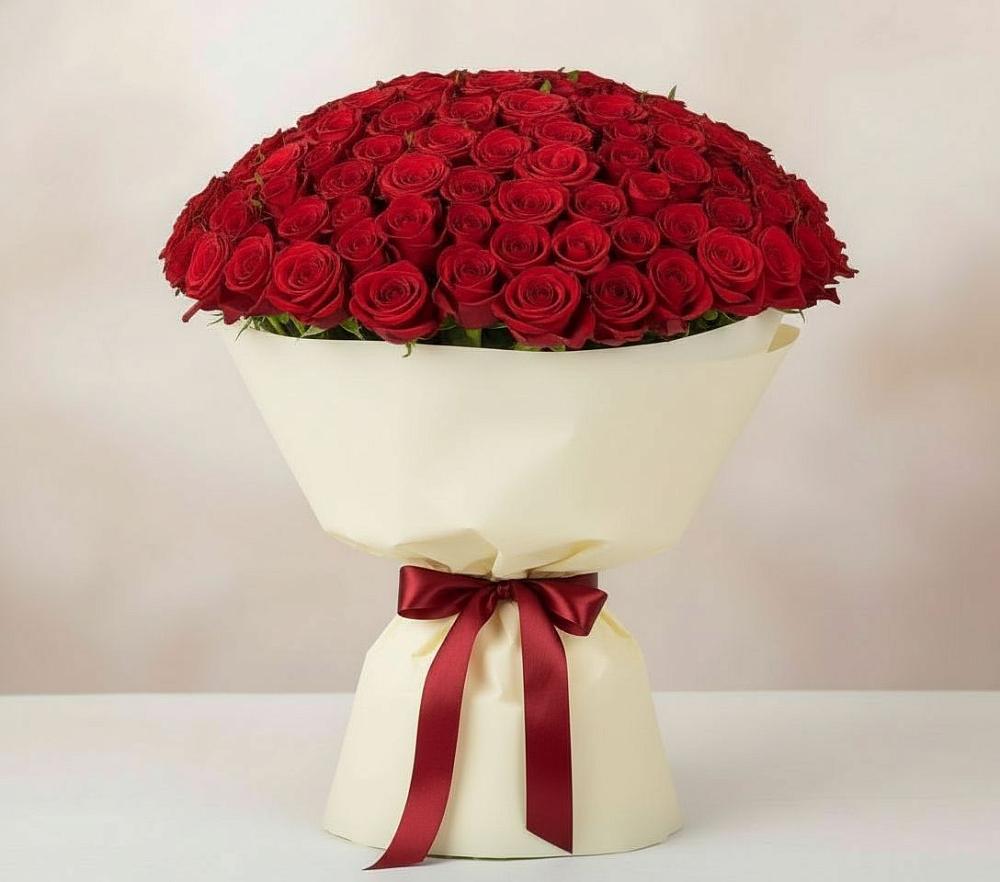 Букет 101 Красная роза Милано в Ольховатке