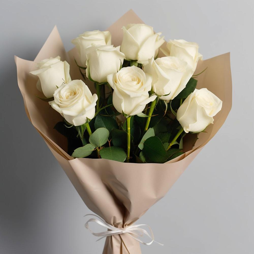 Букет 9 Белых роз Эдлесс Лав в Ольховатке