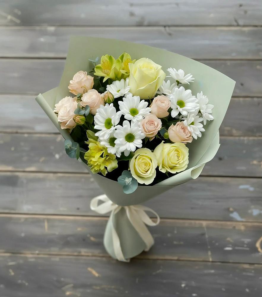 Букет цветов из: Альстромерии, Розы и Хризантемы в Ольховатке