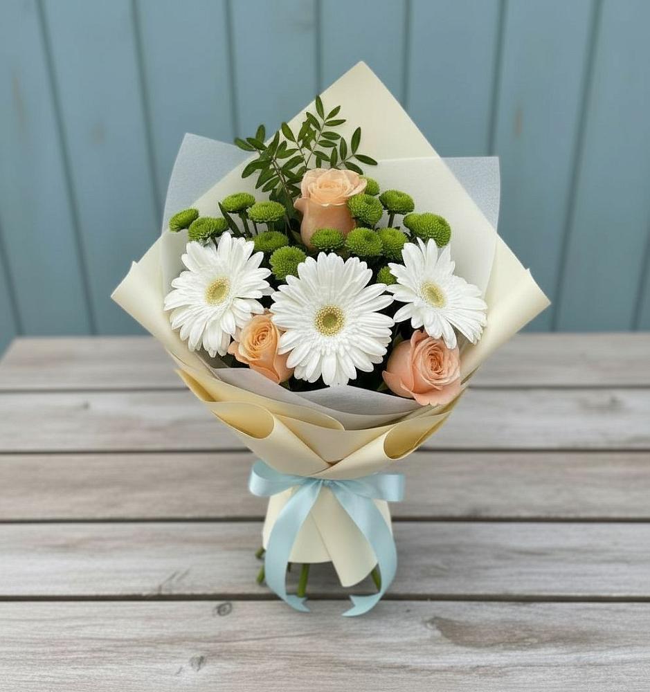 Букет цветов из: Герберы, Розы и Хризантемы в Ольховатке