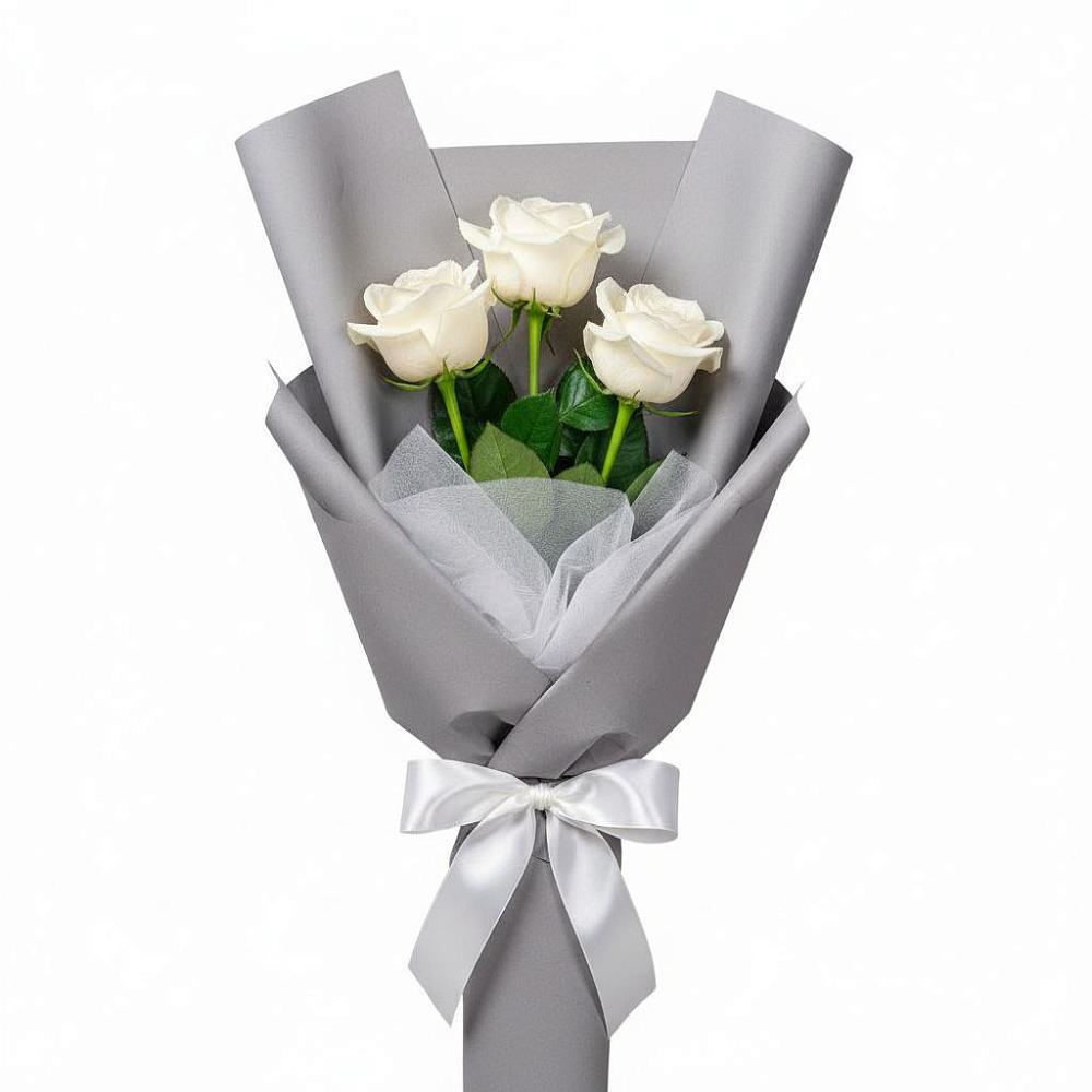 Букет 3 белые розы в Ольховатке