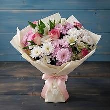 Букет цветов из:  Хризантемы, Альстромерии и Розы #REPLACE_PRED# Ольховатке