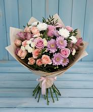 Букет цветов из:  Хризантемы, Розы и Альстромерии в Ольховатке