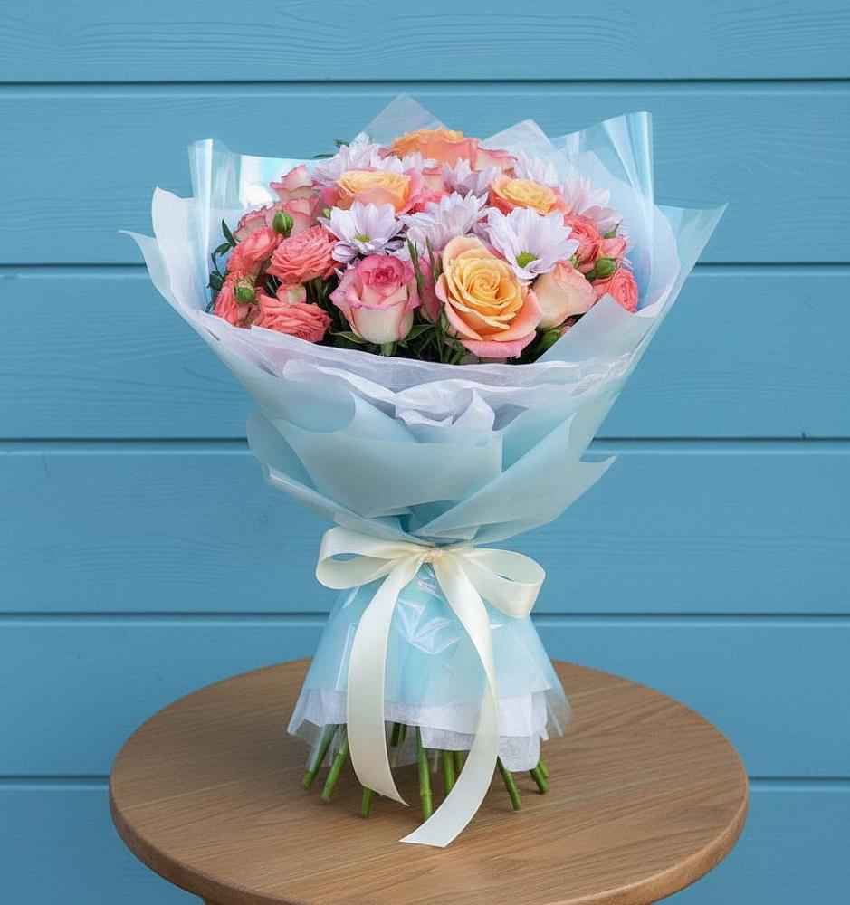 Букет цветов из: Хризантемы и Розы в Ольховатке