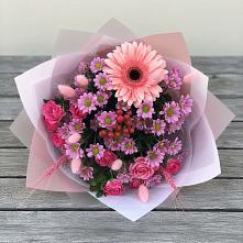 Букет цветов из:  Розы, Герберы и Хризантемы в Ольховатке