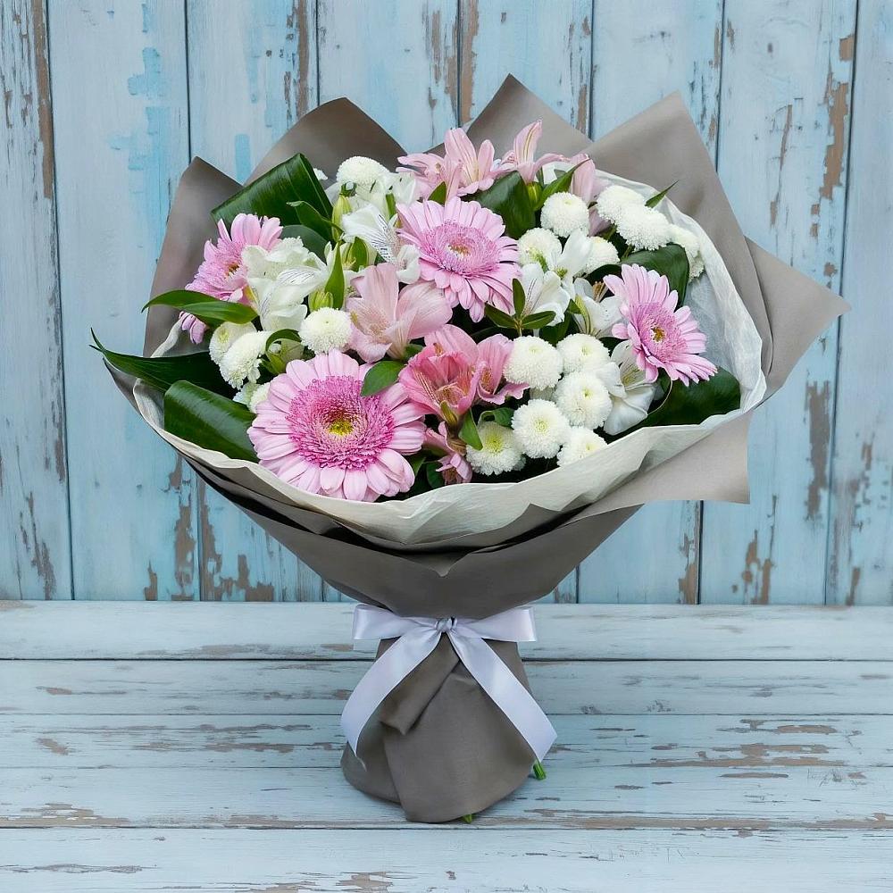 Букет цветов из: Герберы, Альстромерии и Хризантемы в Ольховатке